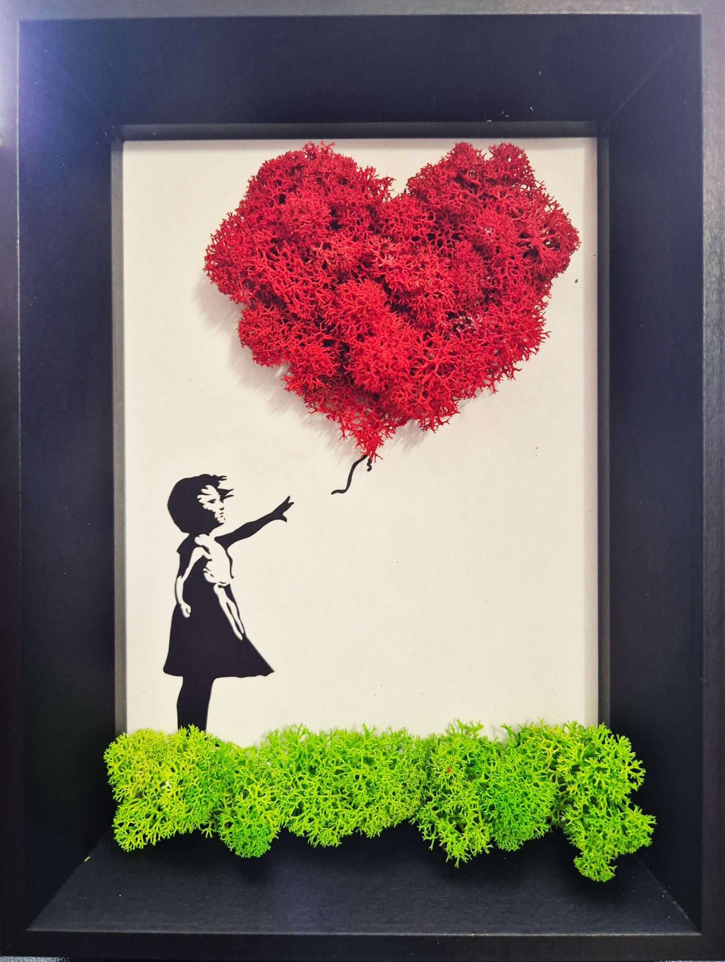 Banksy Girl with Balloon Quadro Verde Stabilizzato
