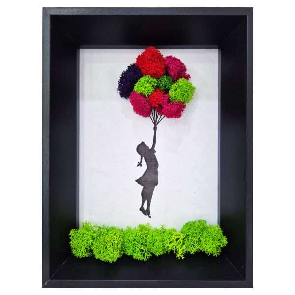 quadro banksy licheni stabilizzati Flying girl with balloons
